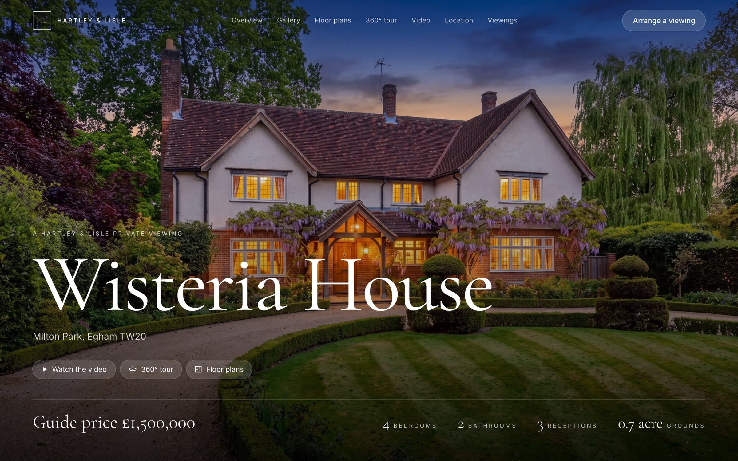 Wisteria House property page on a laptop